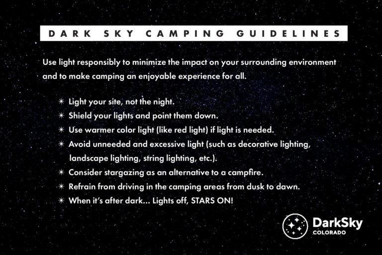 Dark Sky Camping information card, back