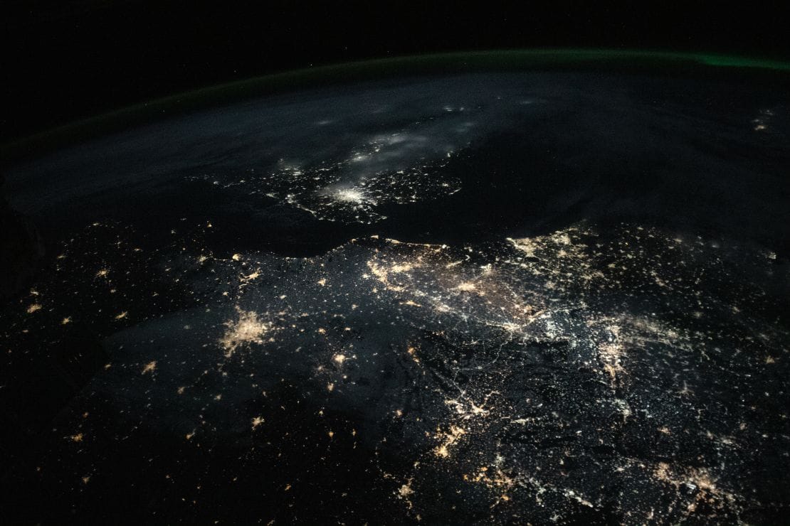 Europe's lights at night, observed from space.